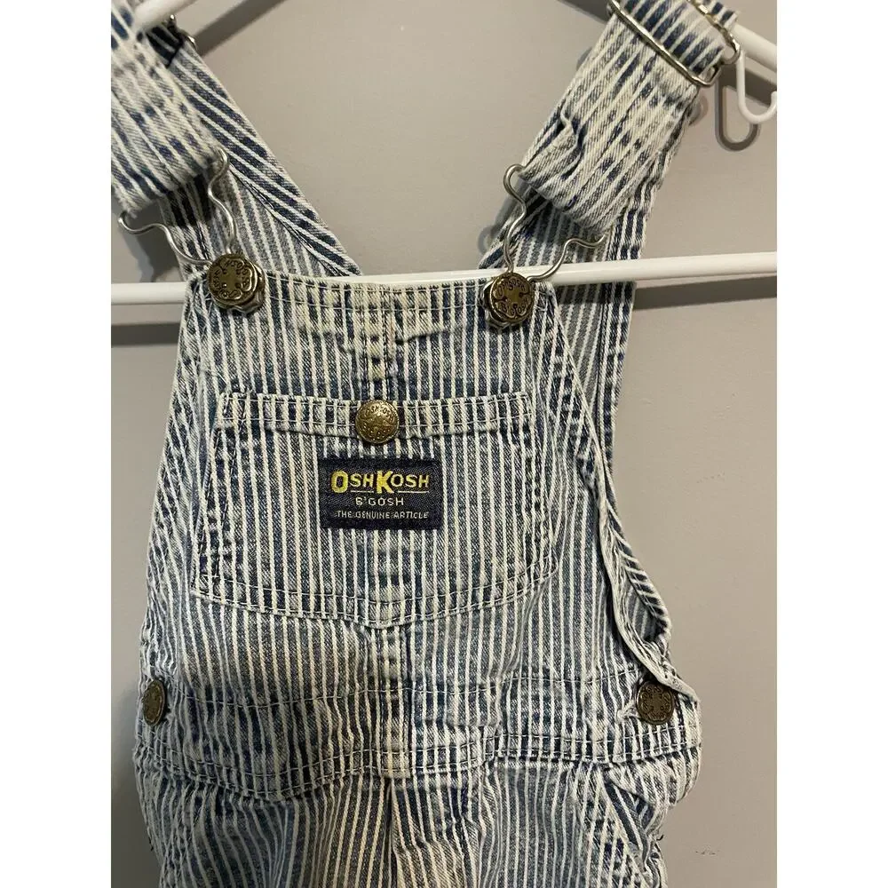 Vintage OshKosh Overalls‎ Light Blue White Stripe 2t Vestbak